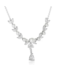 Jessica Simpson Pearl & Crystal Drop Necklace