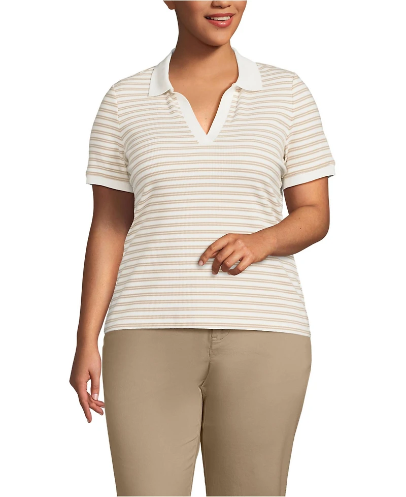 Lands' End Plus Wide Rib Polo Shirt