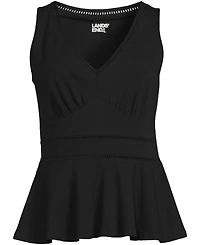 Lands' End Women's Lightweight Jersey Peplum V-Neck Tank Top