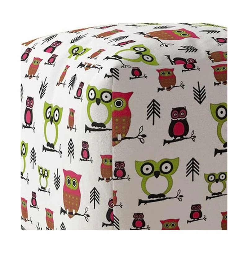 Cotton Owls Pouf Ottoman for Kids Room and Cozy Seating