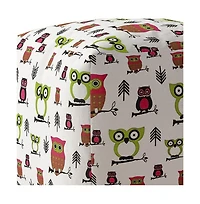 Cotton Owls Pouf Ottoman for Kids Room and Cozy Seating