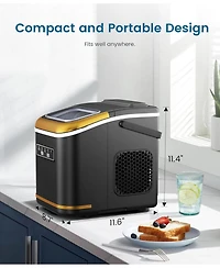 Zafro Ice Makers Countertop, Portable Machine with Carry Handle, 26.5lbs/24Hrs, 6Mins/9 Cubes, Self-Cleaning Countertop Maker Bas