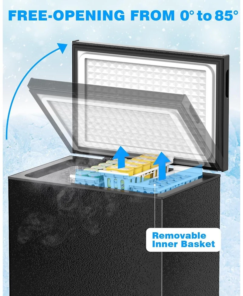 Zafro 7.0 Cu.Ft Chest Freezer with Removable Basket and Bottom Defrost Water Drain Freestanding Top Open Door, Deep Freezer, Mini Freezer with Adjusta