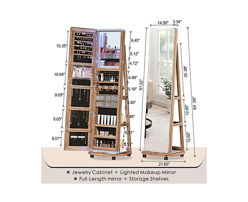 Vlsrka Jewelry Mirror Cabinet with Mirror and Lights