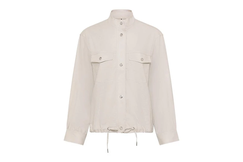 Olsen Women's Funnel Neck Linen Blend Jacket
