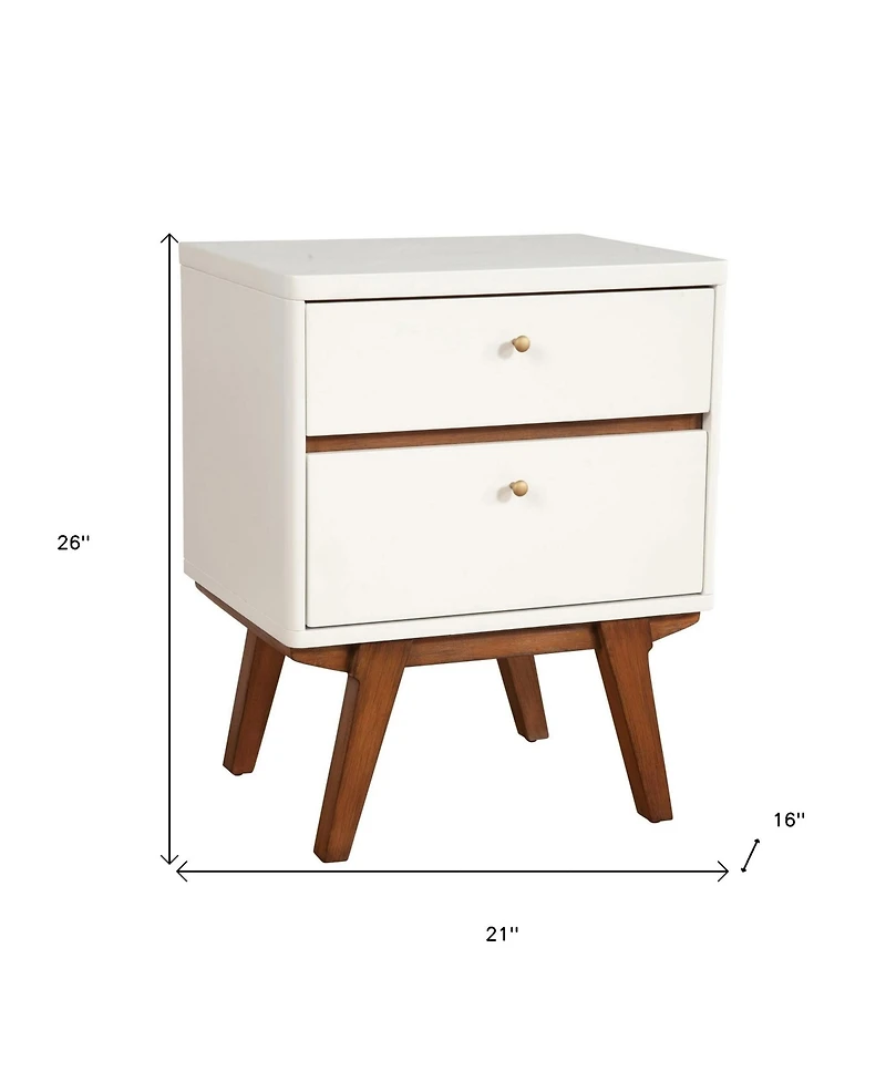 Stylish Two-Drawer Wood Nightstand with Storage for Small Spaces