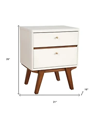 Stylish Two-Drawer Wood Nightstand with Storage for Small Spaces
