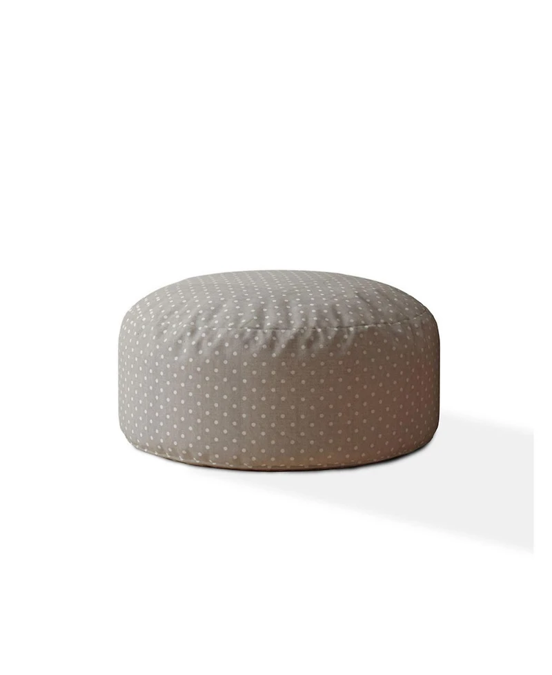 24" Gray Cotton Round Polka Dots Pouf Ottoman