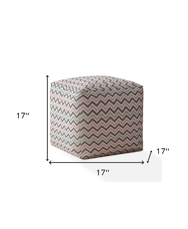 17" Gray Twill Chevron Pouf Ottoman