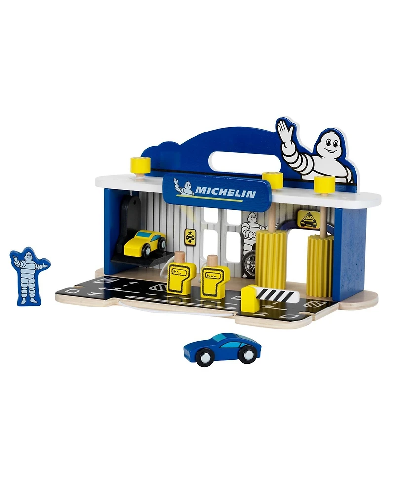 Theo Klein Michelin Car Service Station Kids Toy with 2 Cars for Ages 3 and Up