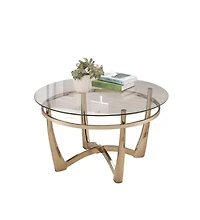 Modern Round Coffee Table – Metal Frame with Glass Surface