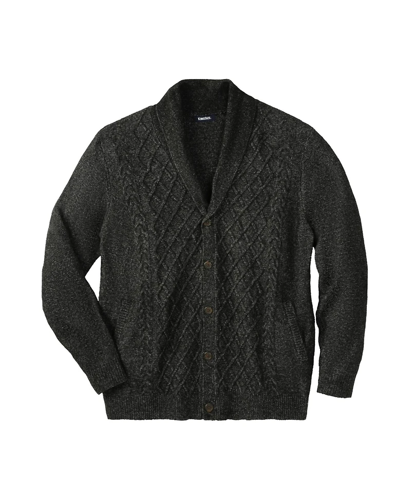 KingSize Big & Tall Soft Cable Knit Shawl Collar Cardigan
