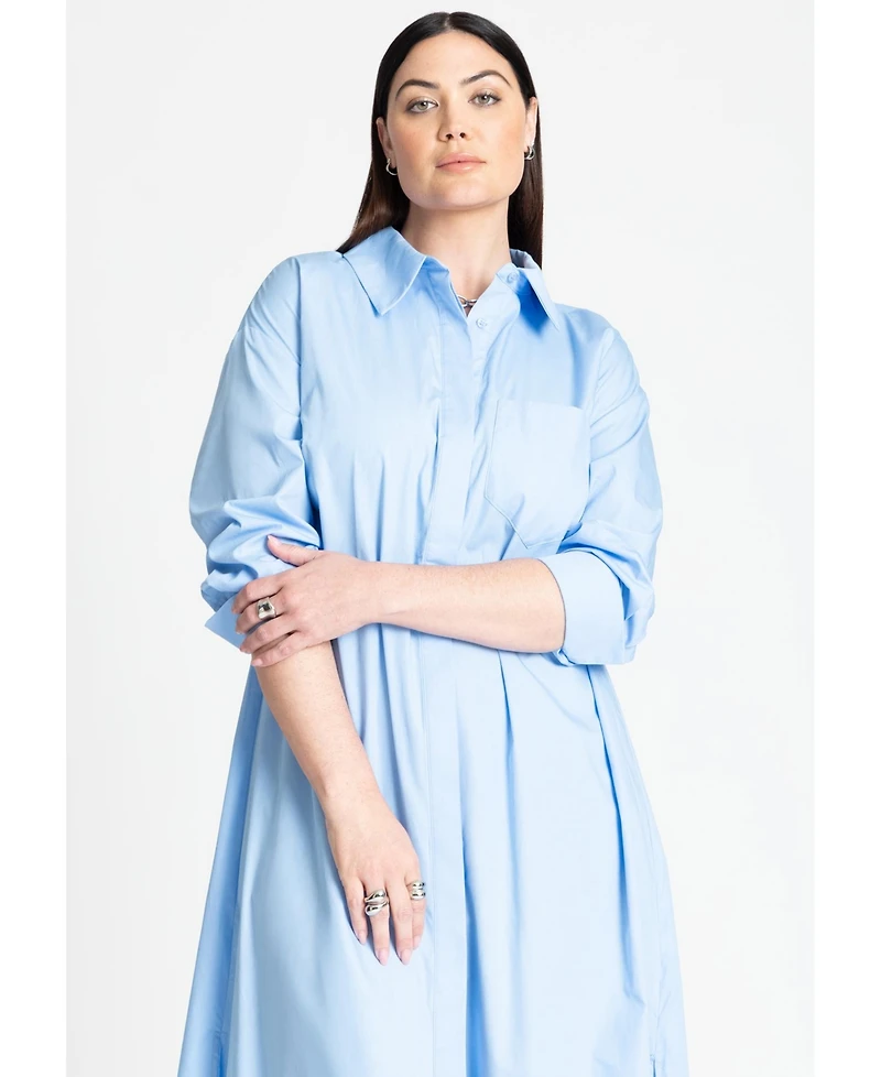 Eloquii Women's Plus Collared Maxi Shirt Dress