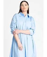 Eloquii Women's Plus Collared Maxi Shirt Dress