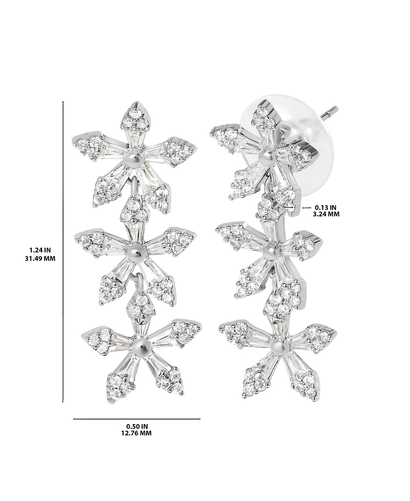 Jessica Simpson Crystal Snowflake Drop Earrings - Silver