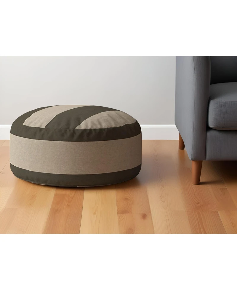 Soft Cotton Round Striped Pouf Ottoman for Footrest and Extra Seating