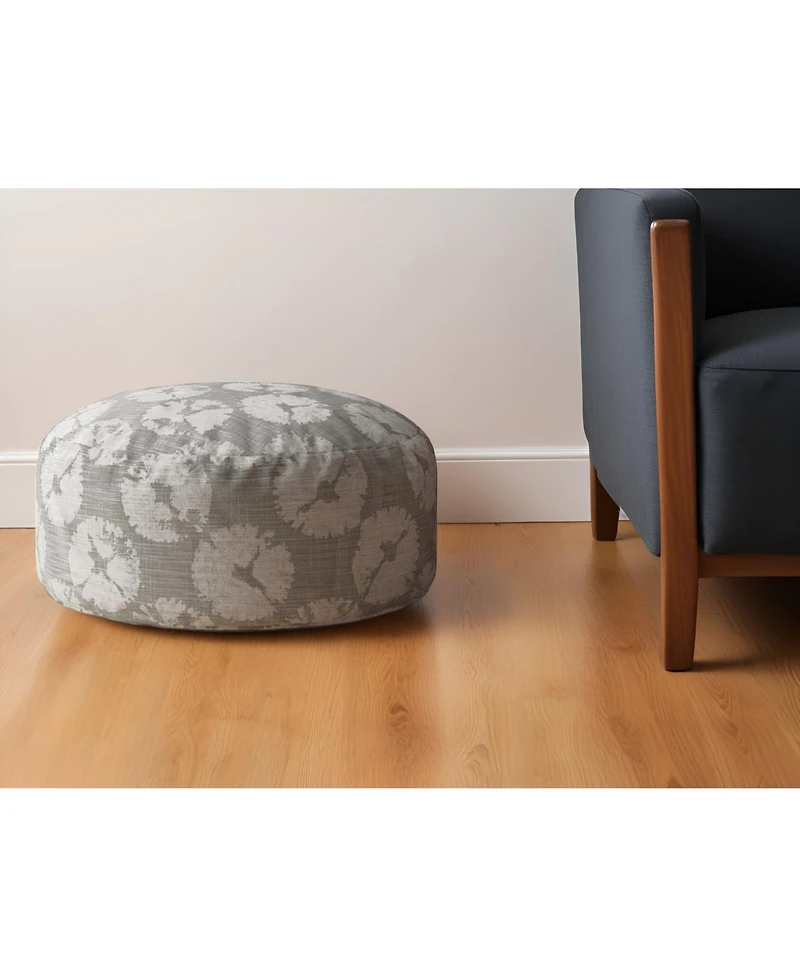 Soft Canvas Floral Pouf Ottoman for Footrest and Extra Seating