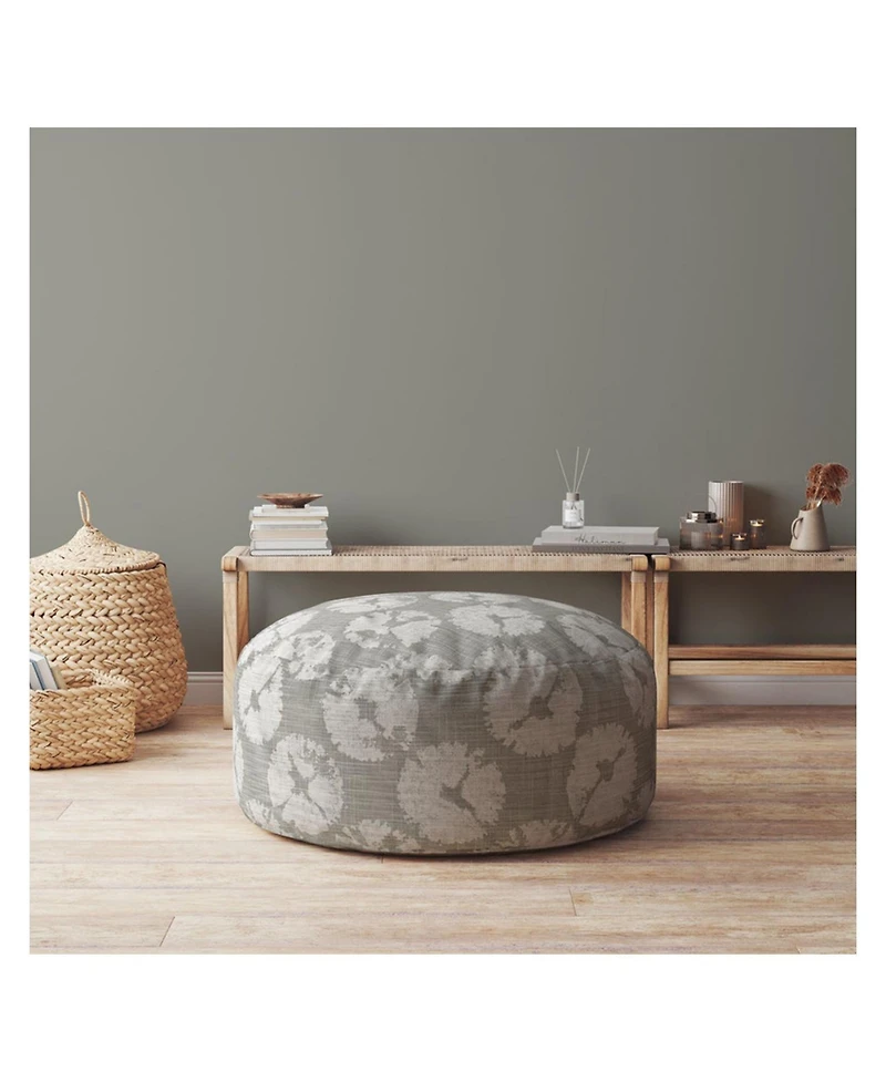 Soft Canvas Floral Pouf Ottoman for Footrest and Extra Seating
