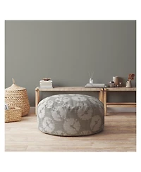 Soft Canvas Floral Pouf Ottoman for Footrest and Extra Seating