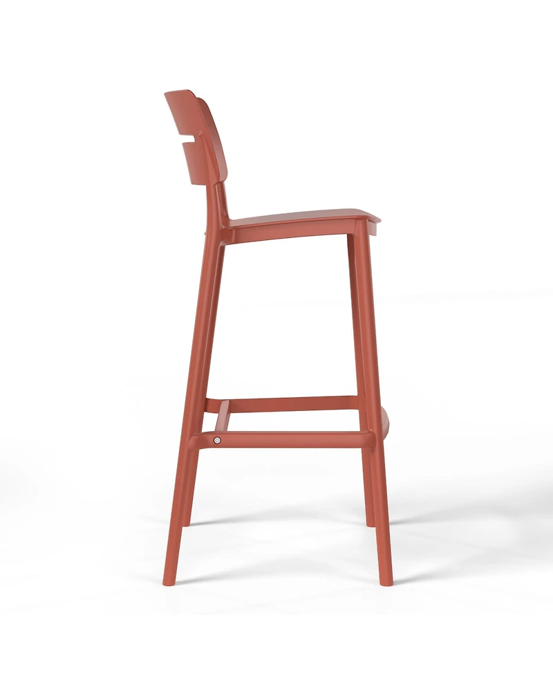 Stackable Polypropylene Resin Plastic Outdoor Patio Bar Stools (Set of 2)