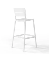 Stackable Polypropylene Resin Plastic Outdoor Patio Bar Stools (Set of 2)