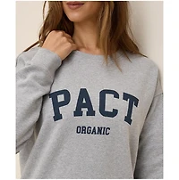 Pact Women's Organic Cotton Cloud Brushed Fleece Graphic Crew Sweatshirt