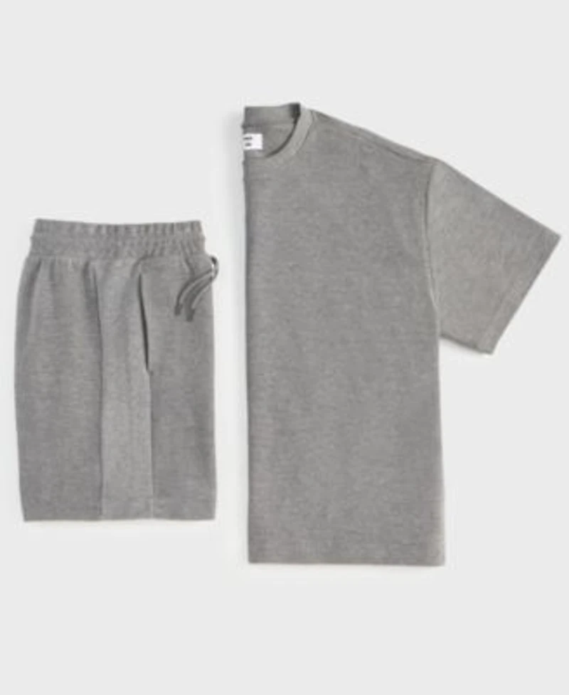 Mode Of One Mens Oversized Fit Textured Sweatshirt Regular Fit 7 Reverse French Terry Shorts Exclusively At Macys