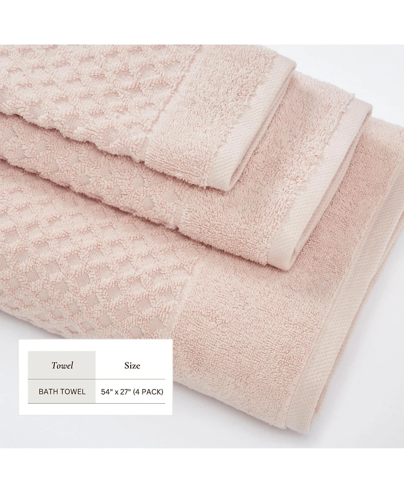 Linery & Co. Quick-Drying Cotton Diamond Waffle Textured -Piece Bath Towel Set
