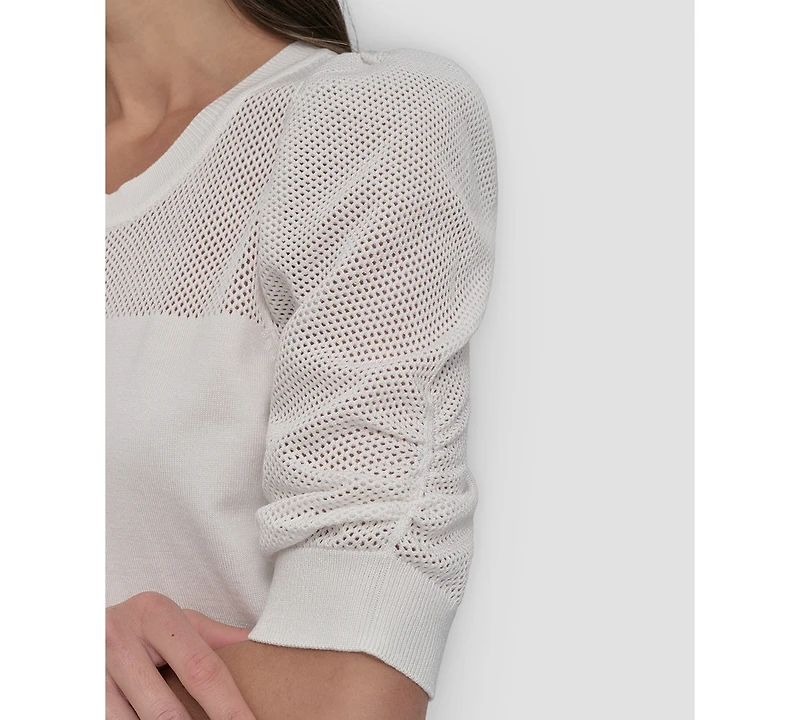 Dkny Women's Mesh Puff-Sleeve Sweater