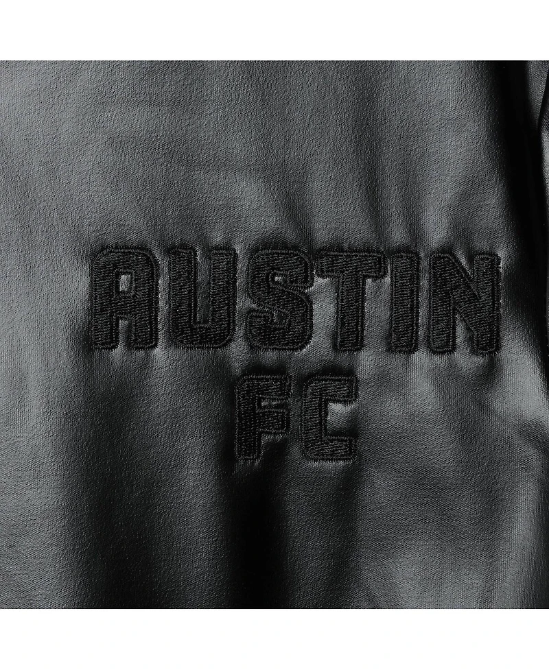 The Wild Collective Women's Black Austin Fc Full-Snap Bomber Jacket