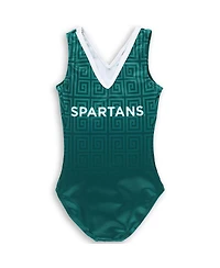 Gk Elite Big Girls Green Michigan State Spartans Spirit Leotard