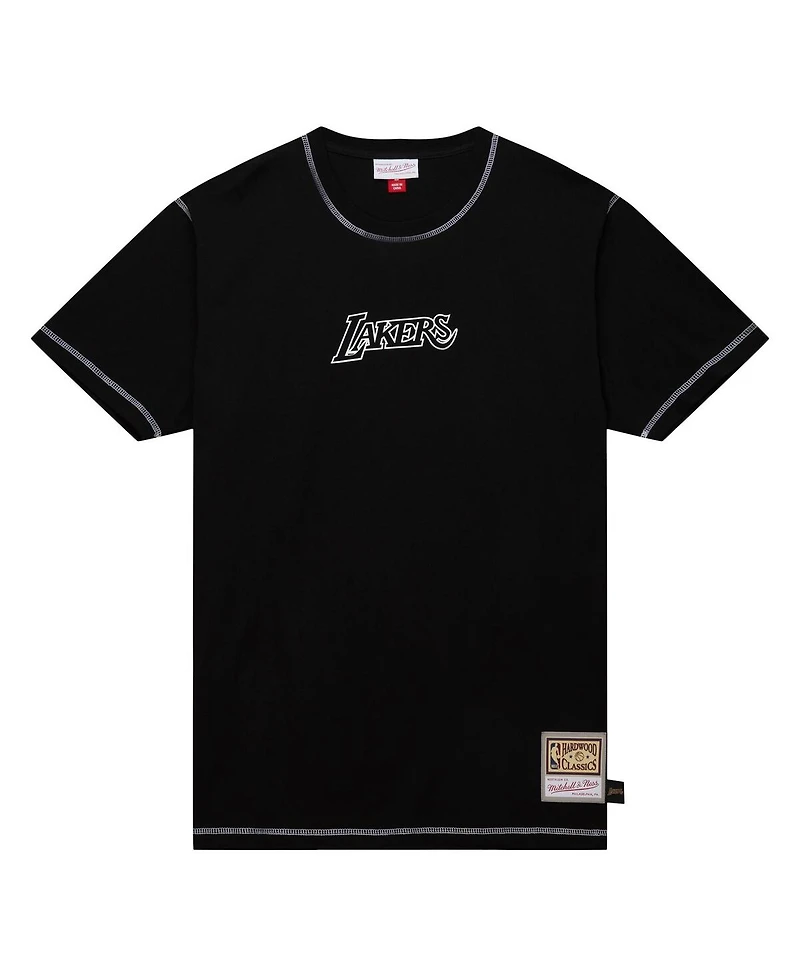 Mitchell & Ness Men's Black Los Angeles Lakers Hardwood Classics Contrast 2K Graphic T-Shirt