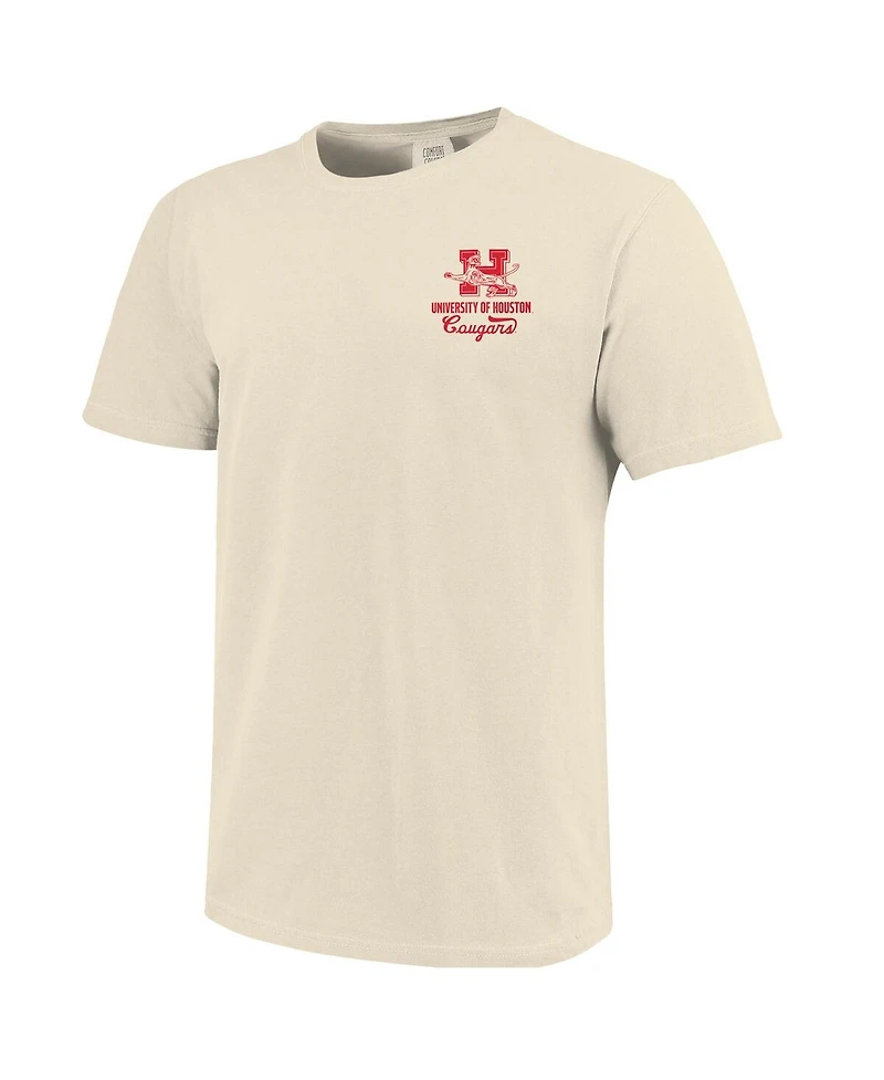 Image One Men's Cream Houston Cougars Comfort Colors Mascot Overlay T-Shirt