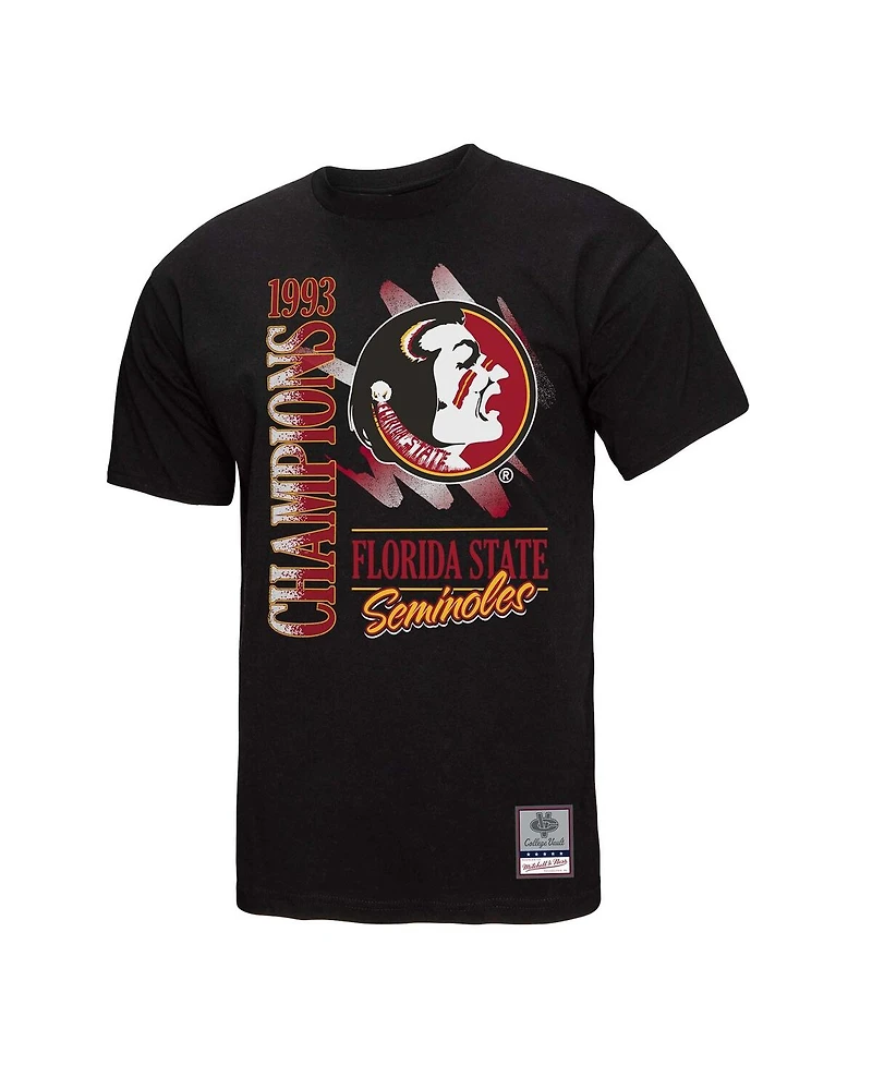 Mitchell & Ness Men's Black Florida State Seminoles Retro Brush Mineral Wash T-Shirt