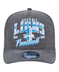 New Era Men's Black Detroit Lions Throwback Washed A-Frame 9FIFTY Snapback Hat