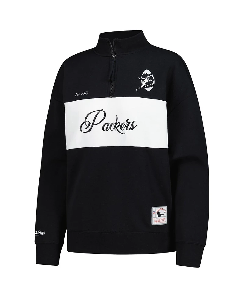 Mitchell & Ness Women's Black Green Bay Packers Quarter-Zip Jacket