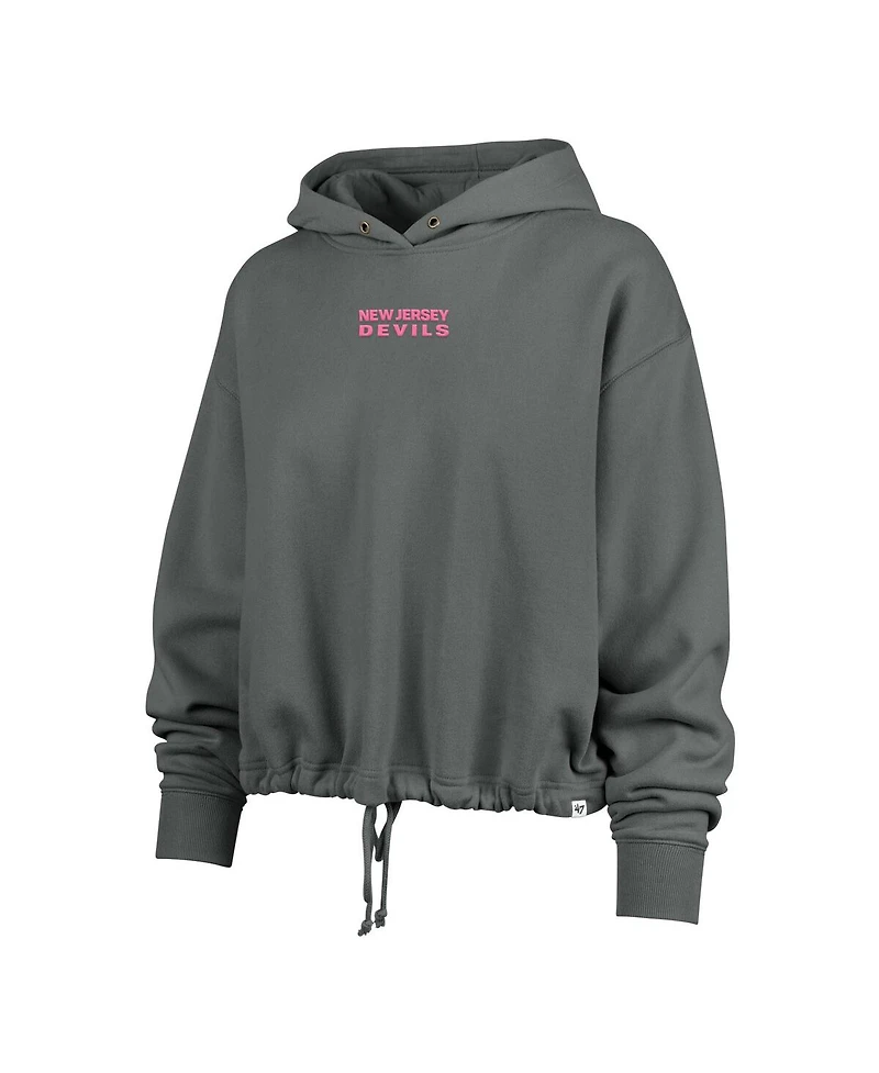 '47 Brand Women's Gray New Jersey Devils Bright Side Venice Cropped Pullover Hoodie