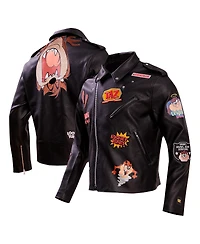 Freeze Max Men's Black Looney Tunes Graphic Biker Full-Zip Jacket