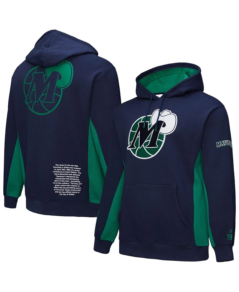 Mitchell & Ness Men's Navy Dallas Mavericks Hardwood Classics Team Origins Fleece Pullover Hoodie