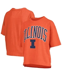 Pressbox Women's Orange Illinois Fighting Illini Nelson Arch Over Logo Waist Length Oversized Slub T-Shirt