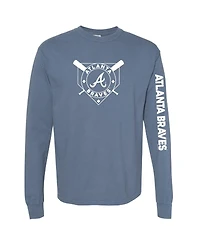 Soft as a Grape Women's Navy Atlanta Braves Pigment Dye Long Sleeve T-Shirt