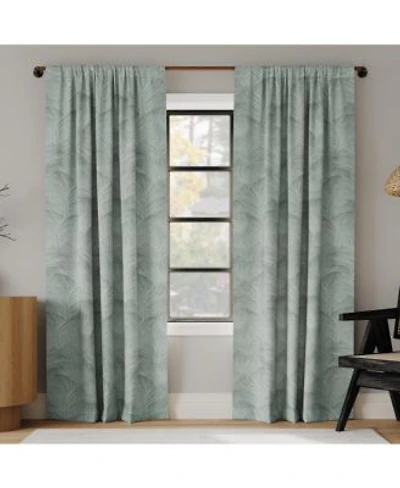 Coppa Leaf Motif Magnetic Closure 100 Blackout Back Tab Curtain Panel