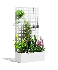 Outsunny Metal Planter Box with Trellis, Drain Holes, 35"x16"x70",