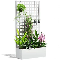 Outsunny Metal Planter Box With Trellis Drain Holes