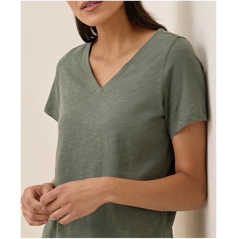 Pact Women's Organic Cotton Featherweight Slub V-Neck Tee