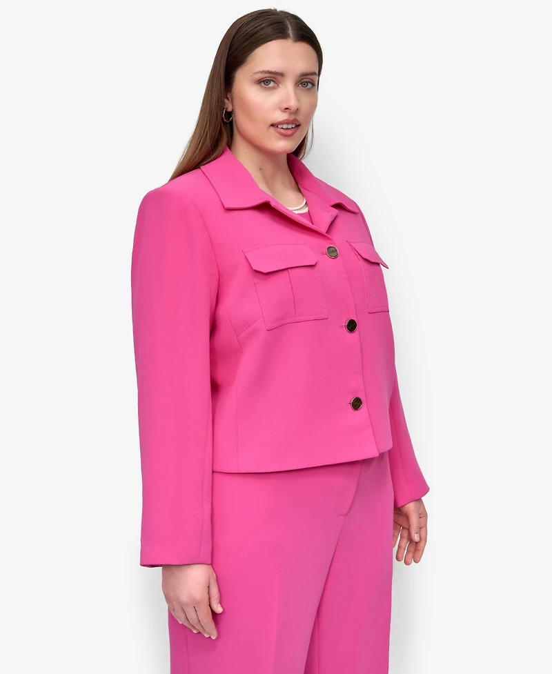 Dkny Plus Aero Crepe Button-Front Jacket