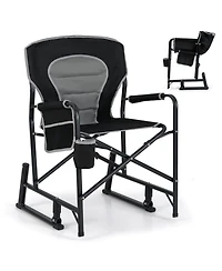 Outdoor Rocker Camping Chair with Dual Springs and Padded Back