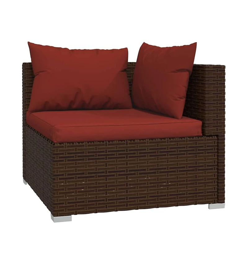 Wicker Patio Furniture 3 Piece with Cushions Brown Poly Rattan