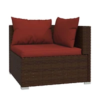 Wicker Patio Furniture 3 Piece with Cushions Brown Poly Rattan
