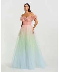 Mac Duggal Women's Off The Shoulder Ombre Tulle Ballgown